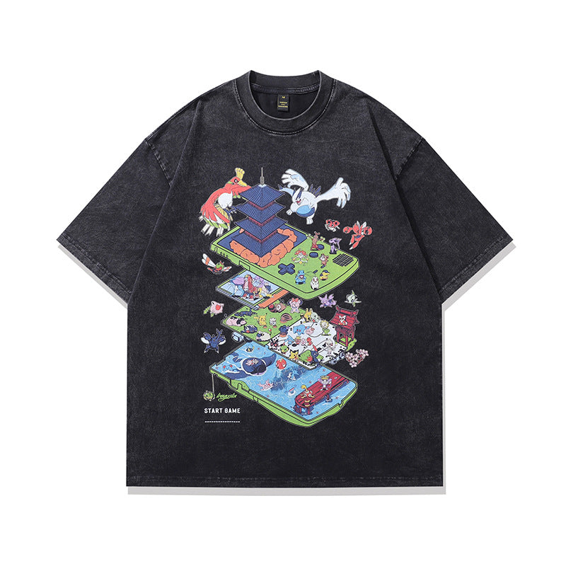 Men's Retro Cartoon Print Loose Fit T-Shirt