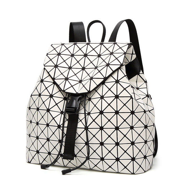 Luminous Geometric Plaid Sequin Backpack for Women