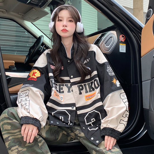 Harajuku-Inspired American Retro Motorcycle Baseball Jacket