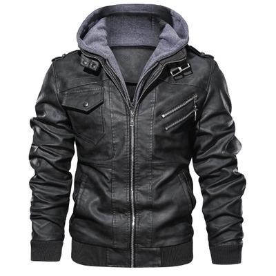 Men's Slim Fit Black PU Leather Jacket - Harajuku Style