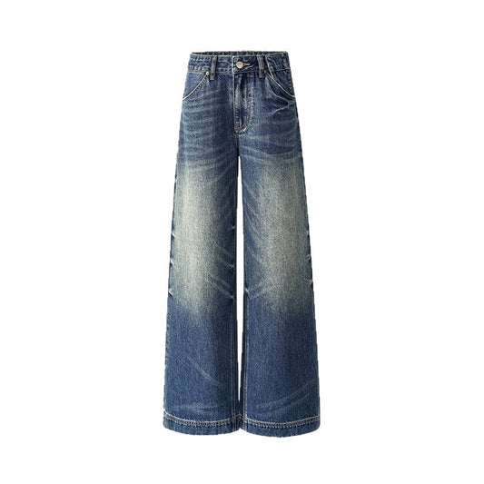 Vintage Blue Straight Leg Casual Jeans for Men