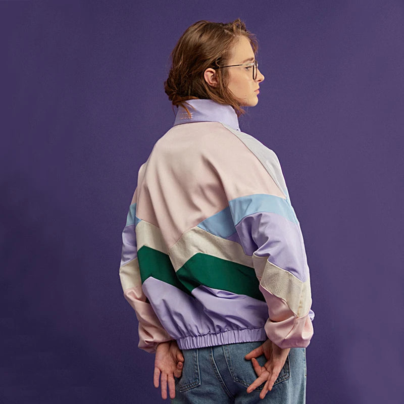Playful Color Block Cartoon Embroidery Jacket