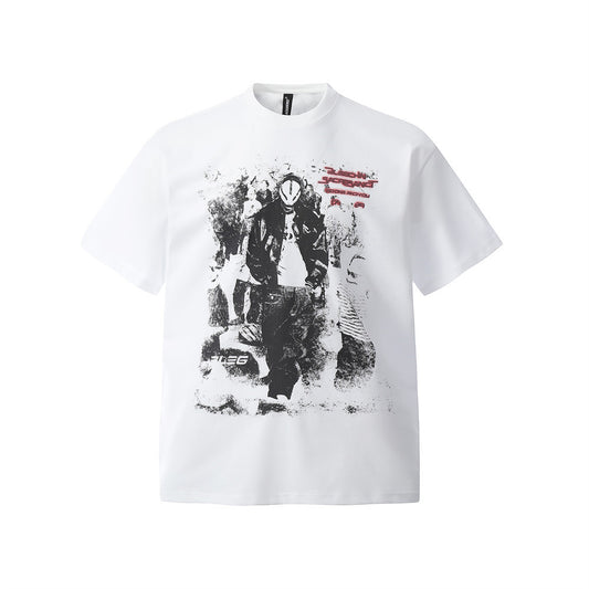 Harajuku Style Portrait Print Short Sleeve T-Shirt for Men