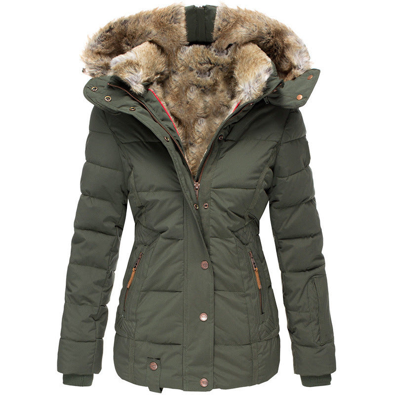Zipper Long Sleeve Slim Fit Cotton Hooded Jacket