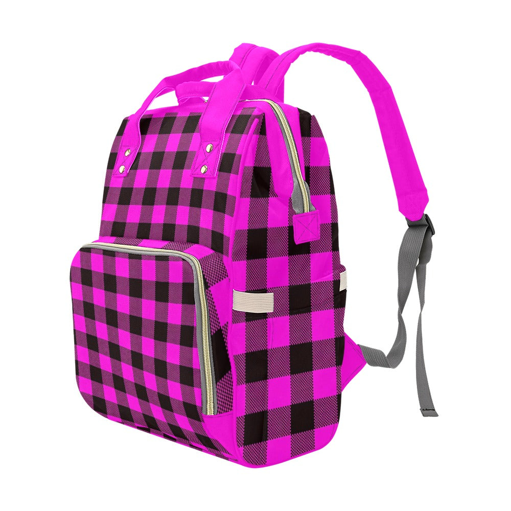 Pink and Black Plaid Harajuku Backpack