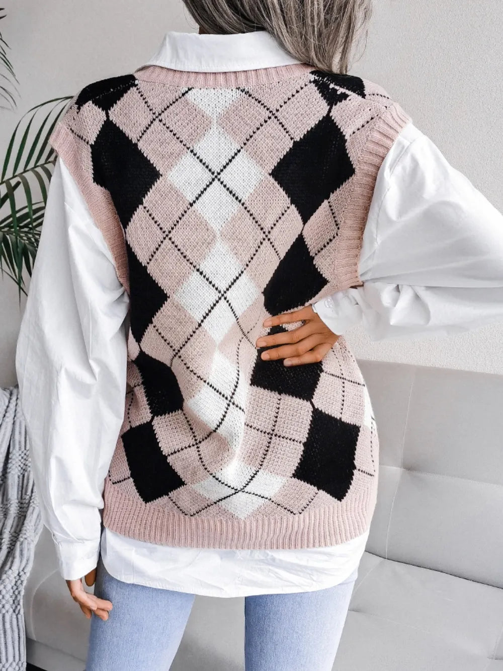 Harajuku Plaid V-Neck Sweater Vest