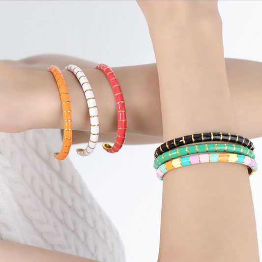 Cute Colorful Macaron Titanium Steel Bracelet for Girls