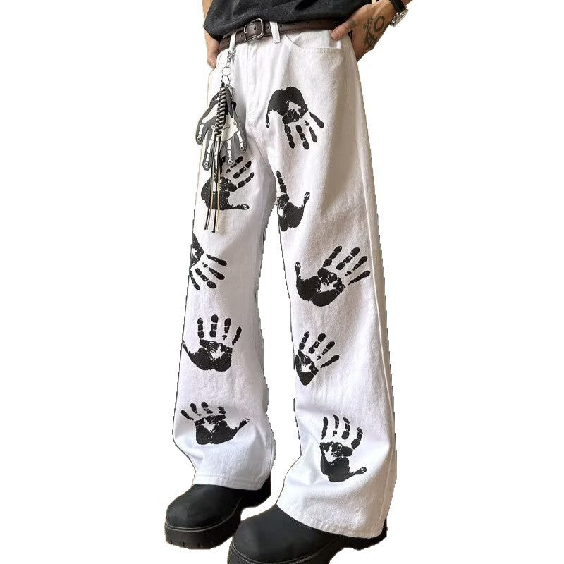 Men's White Denim Micro Flared Pants