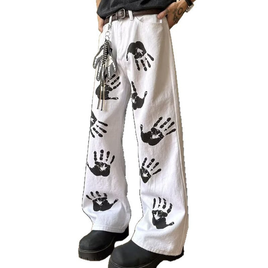 Men's White Denim Micro Flared Pants