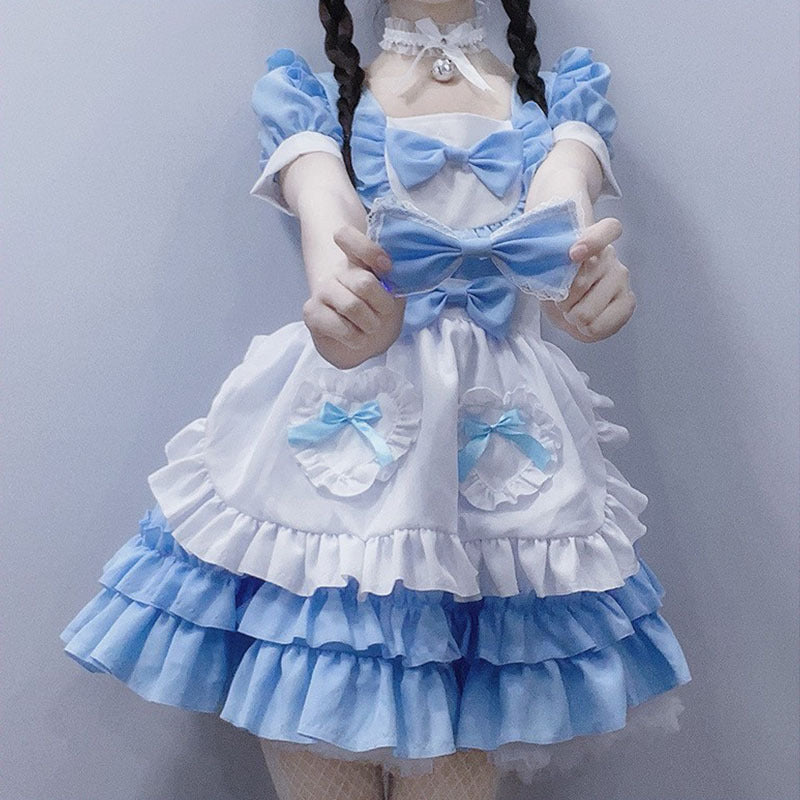 Cute Blue Lolita Harajuku Maid Dress