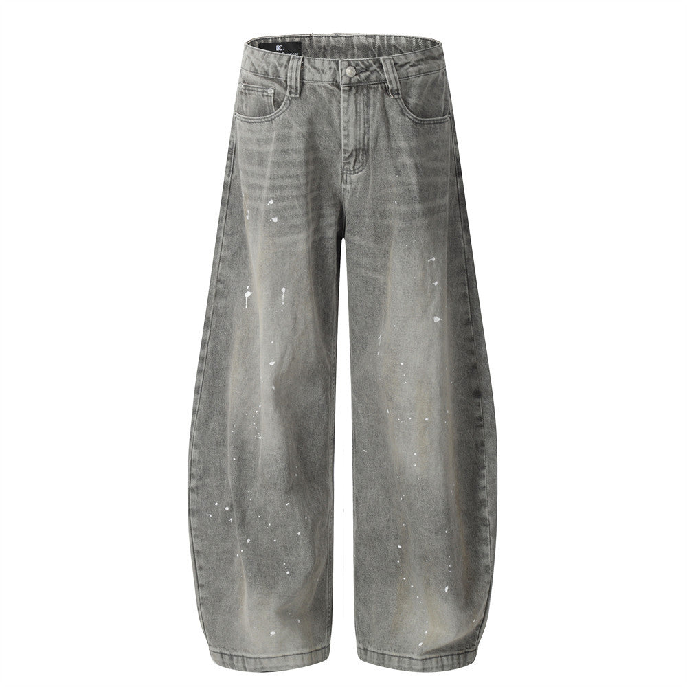 Playful Splatter Paint Tapered Jeans - Men's Loose Fit