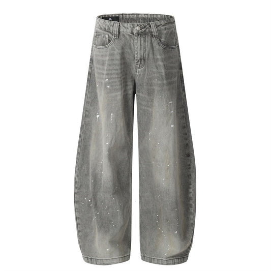 Playful Splatter Paint Tapered Jeans - Men's Loose Fit