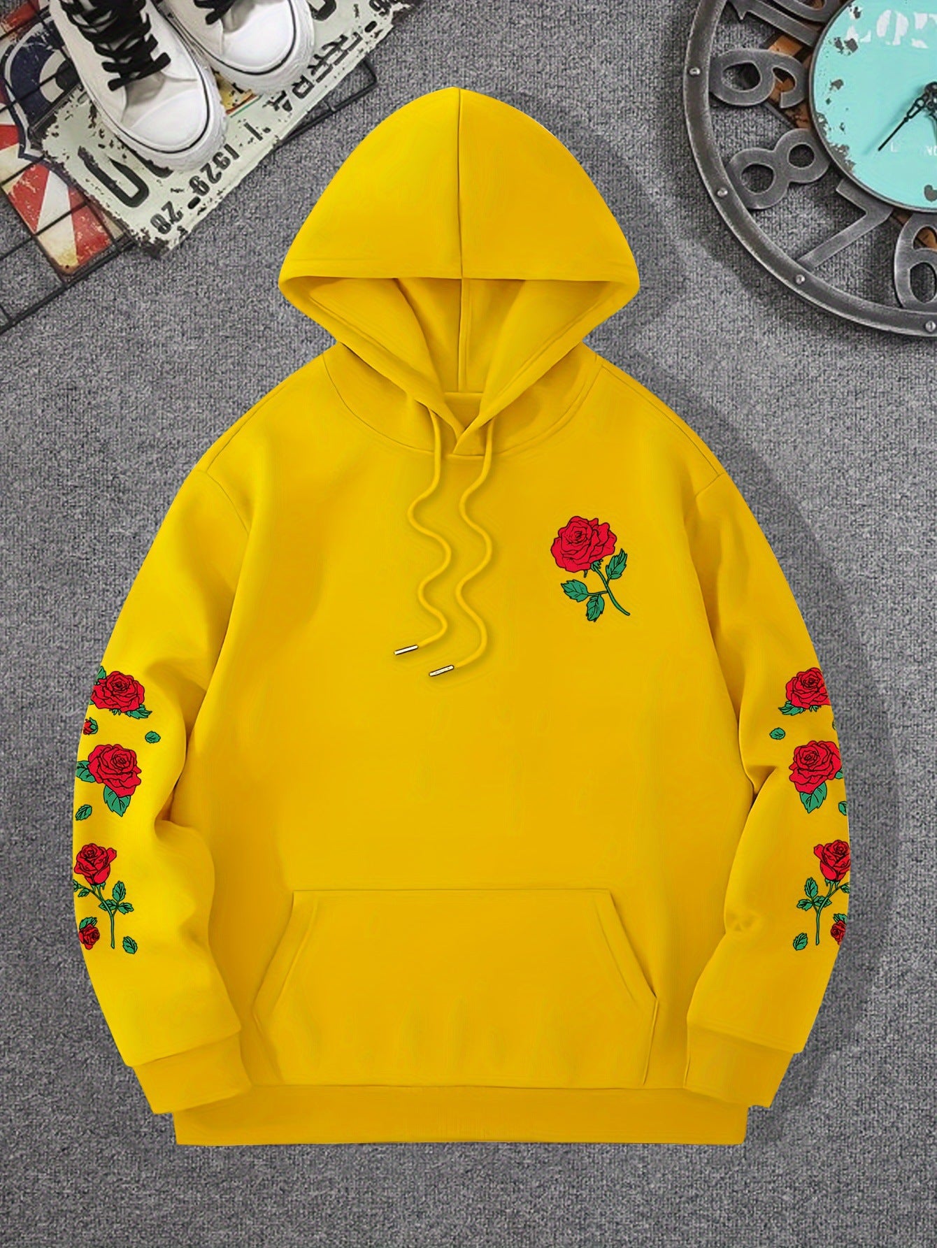 Harajuku Style Red Rose Off Shoulder Sweatshirt