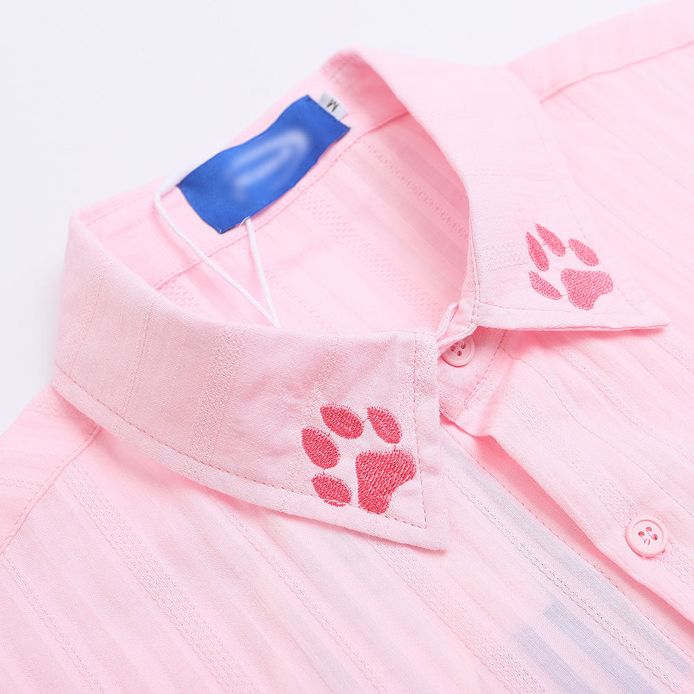 Cartoon Dog Embroidered Short Sleeve Shirt for Men