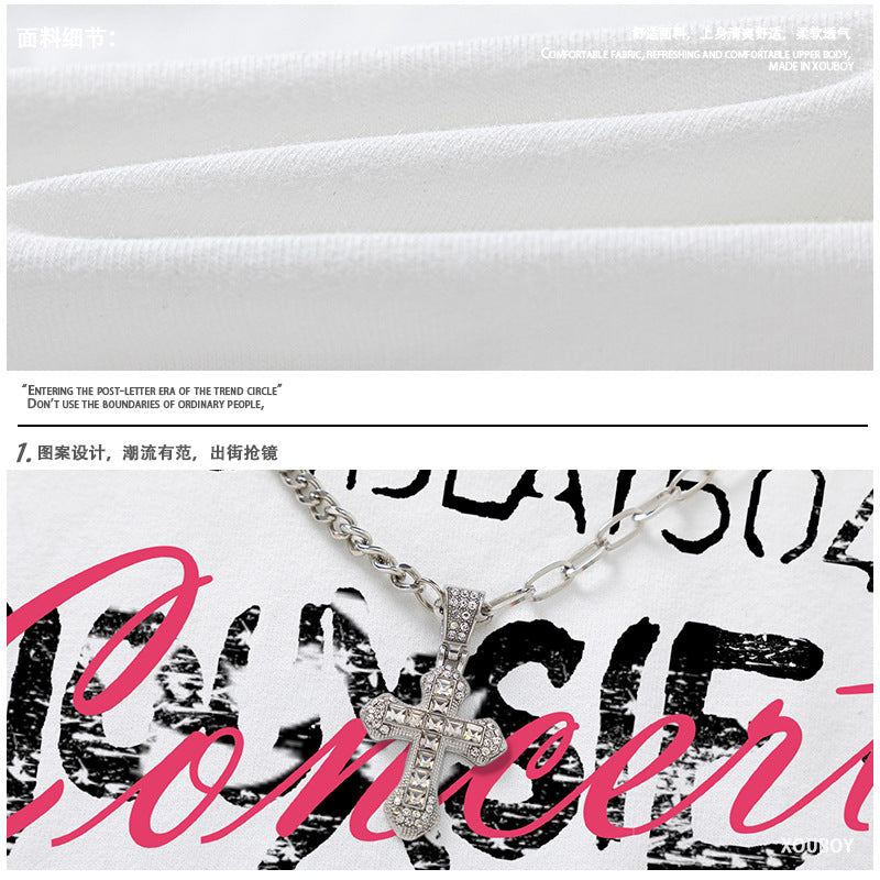 Letter Print Short Sleeve Loose Couple T-Shirt Men