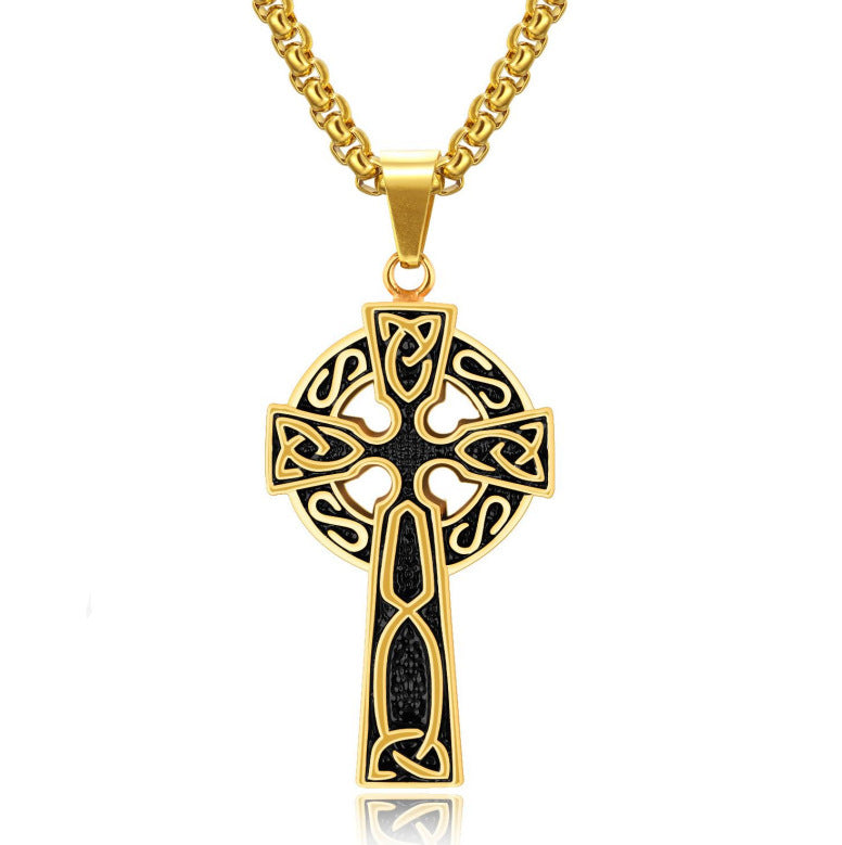 Spiral Cross Pearl Chain Necklace - Retro Harajuku Style