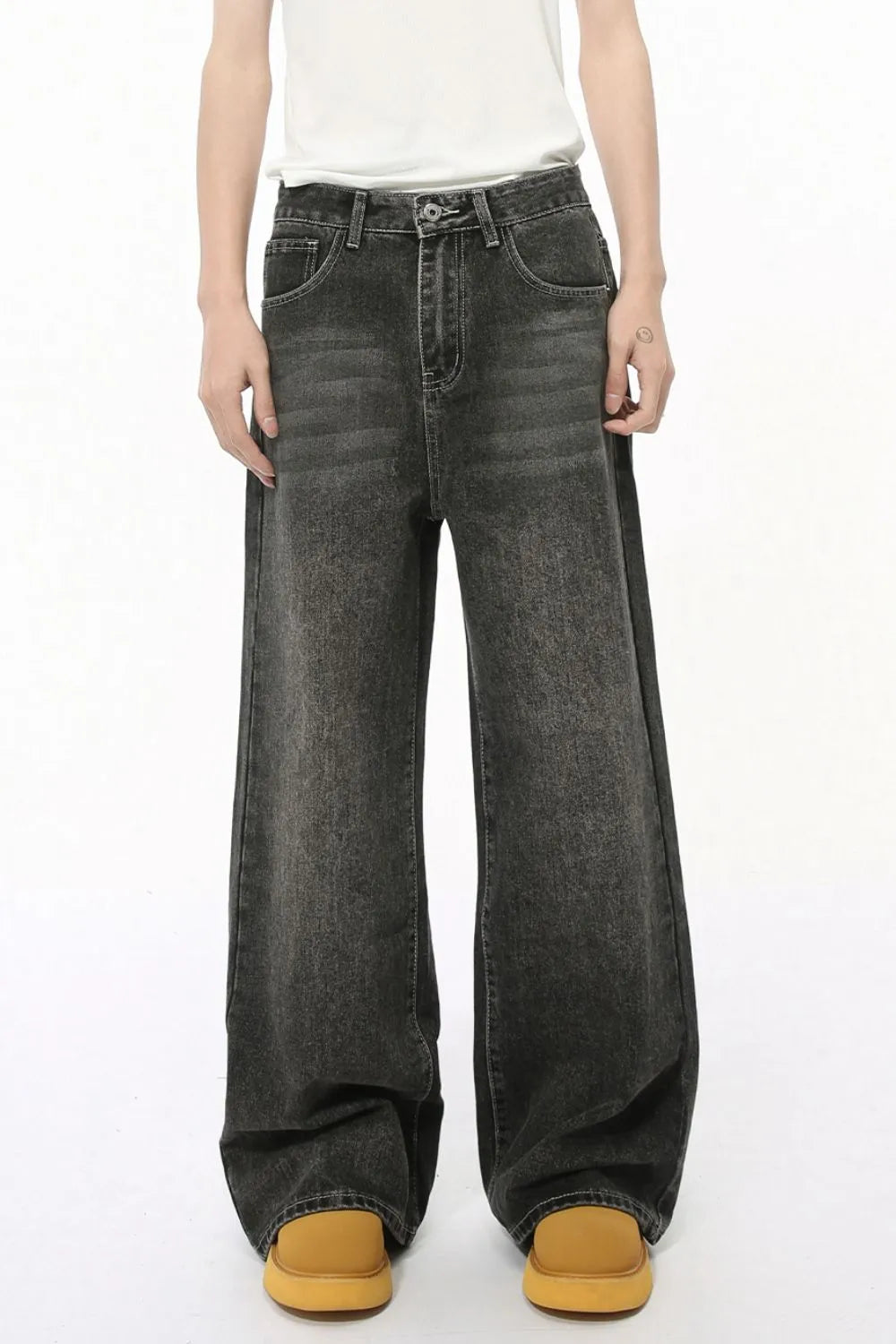 Harajuku Wide Leg Men's Jeans with Pockets