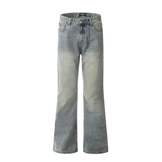 Punk Retro Distressed Denim Flare Pants for Men