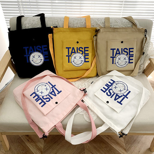 Playful Little Devil Shoulder Bag - Trendy Canvas Tote