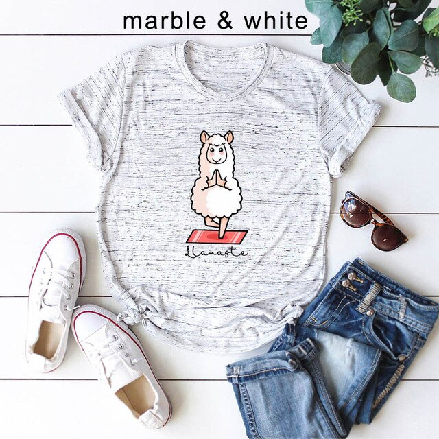 Summer Cotton T-Shirt for Women Plus Size 5XL White Cute Cartoon Sheep Graphic Tee