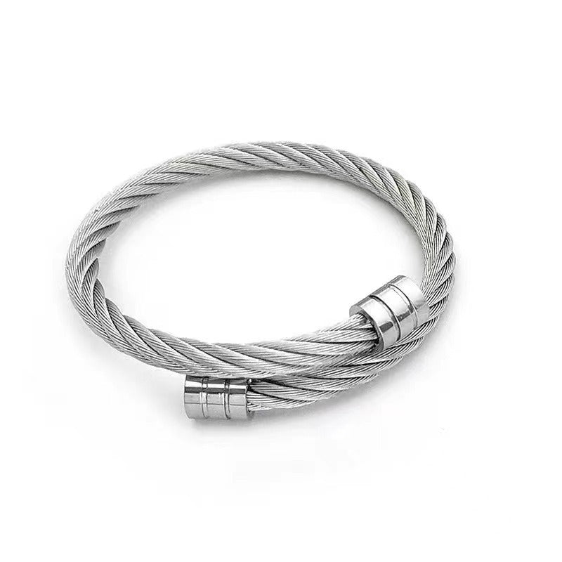 Harajuku-Inspired Titanium Steel Wire Bracelet for Men