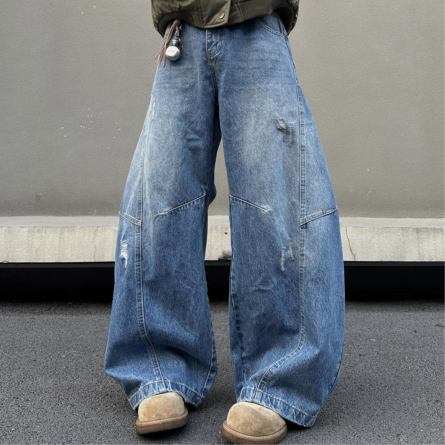 Retro Wide Leg Ripped Casual Pants