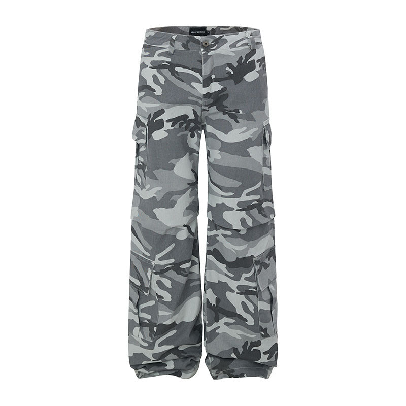 Harajuku Style Straight Pants with Multiple Pockets