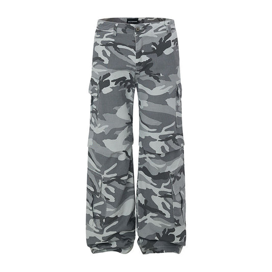 Harajuku Style Straight Pants with Multiple Pockets