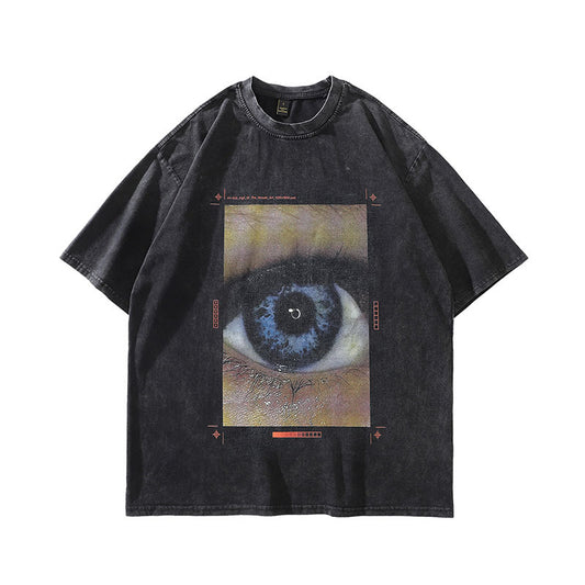 Vintage Retro Harajuku Style Short Sleeve T-Shirt for Men