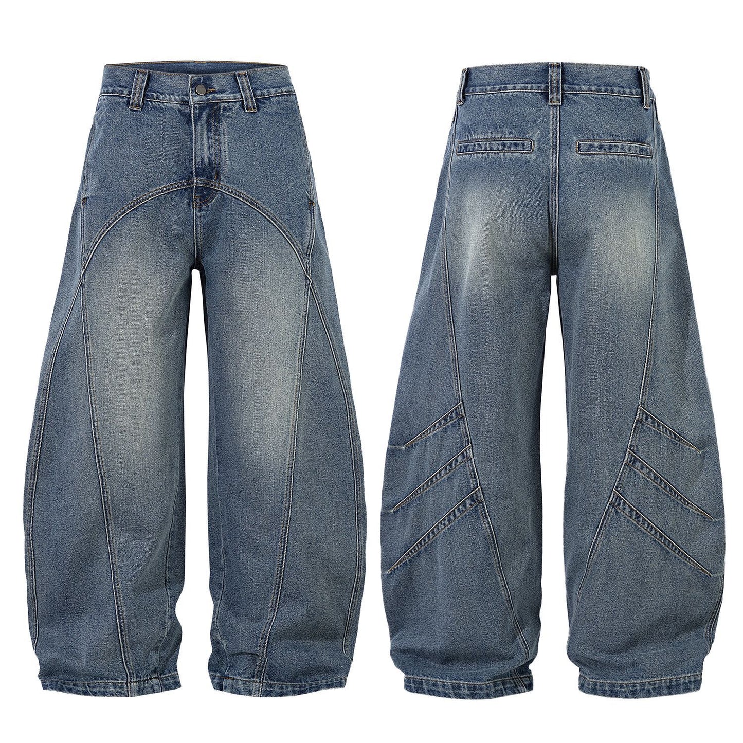 Playful Wash Wide Leg Loose Jeans