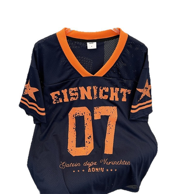 Leisure Sports Mesh V-Neck Short-Sleeved T-Shirt for Men