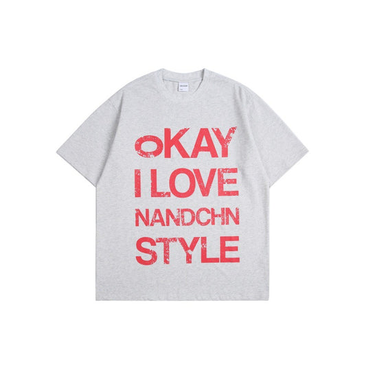 Harajuku Style Loose Fit Letter Printed Short Sleeve Tee