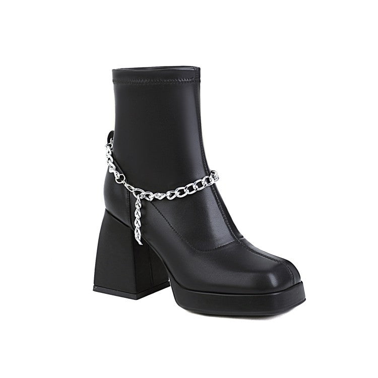 Thick High-Heeled Black Temperament Women's Short Boots