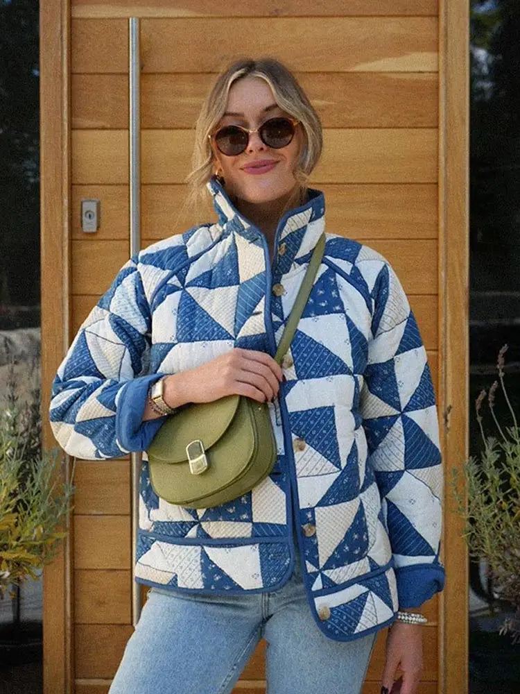 Harajuku Style Casual Cotton Jacket - Chic Patchwork Design