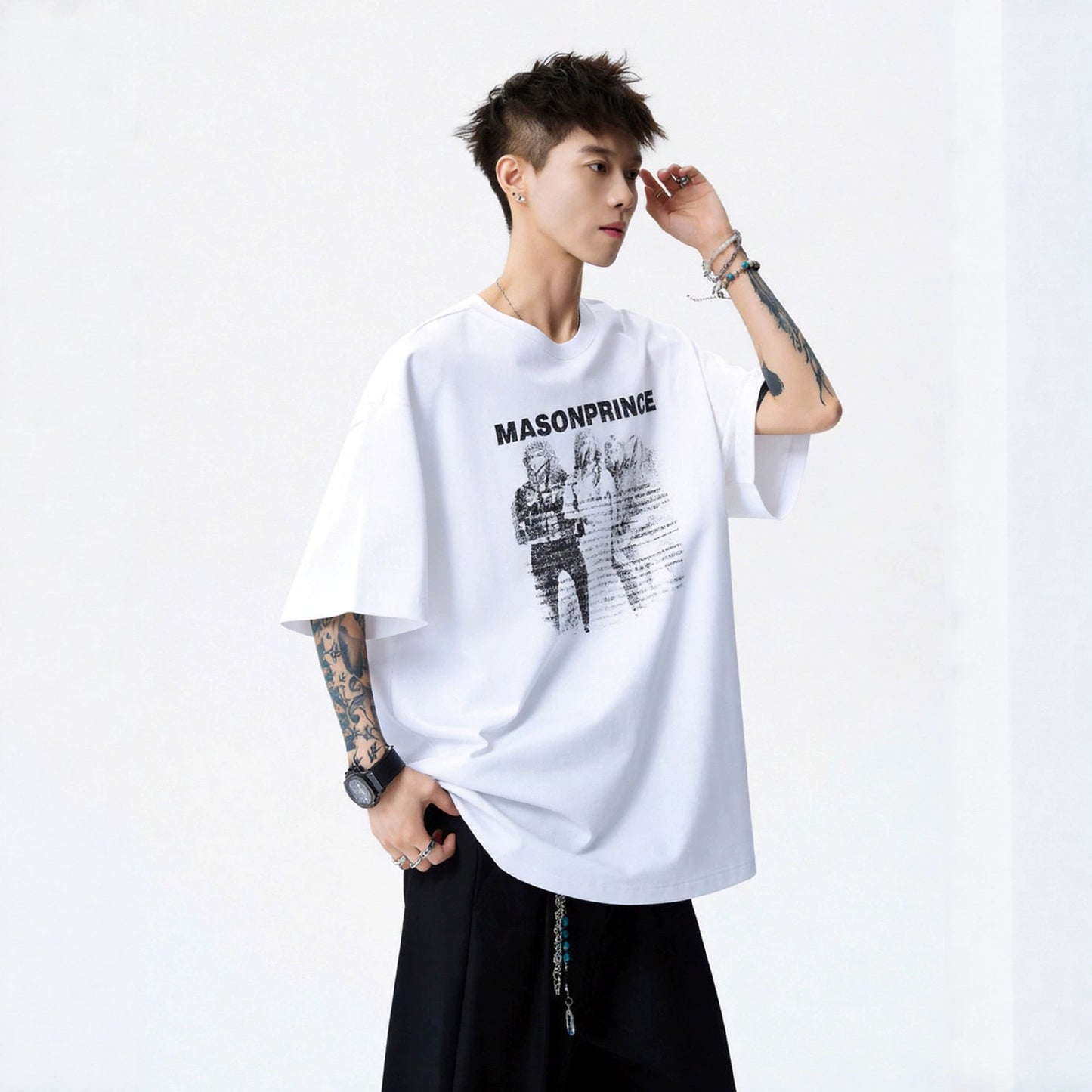 Cotton Short Sleeve T-Shirt for Men — Harajuku-Inspired Loose Fit Letter Tee