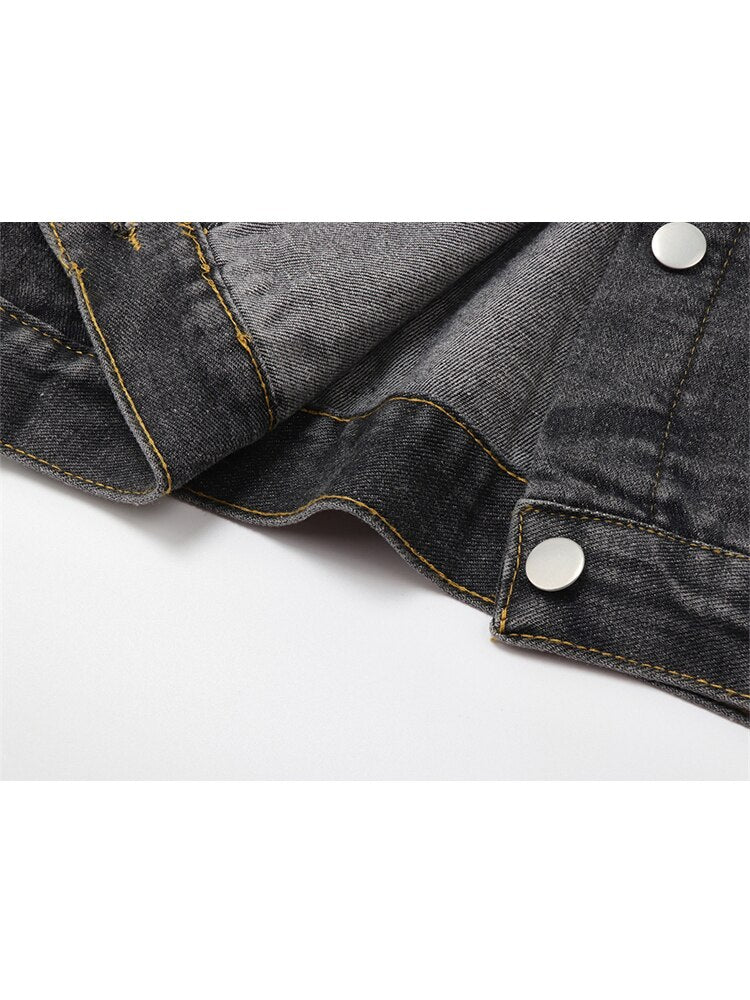 Retro Zebra Pattern Denim Jacket for Women