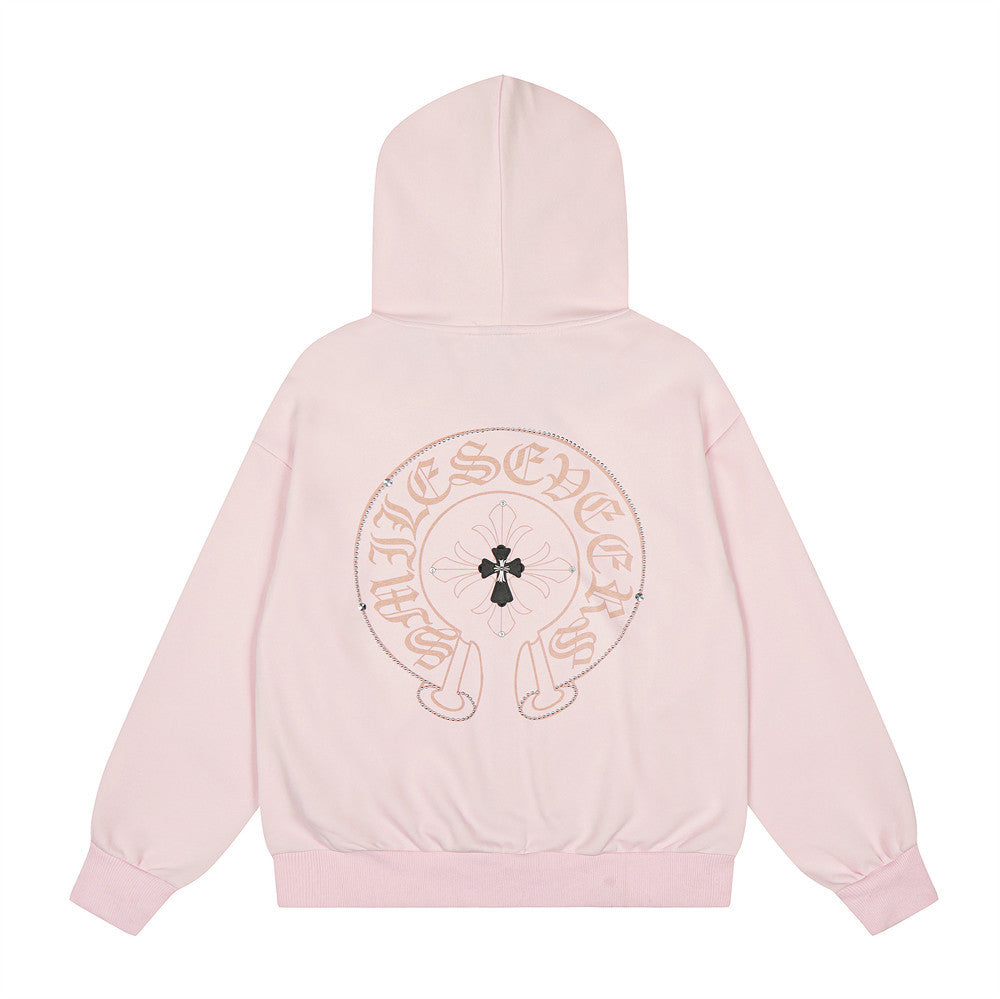 Sanskrit Letter Cross Print Hoodie