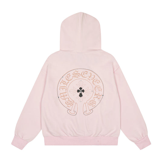 Sanskrit Letter Cross Print Hoodie