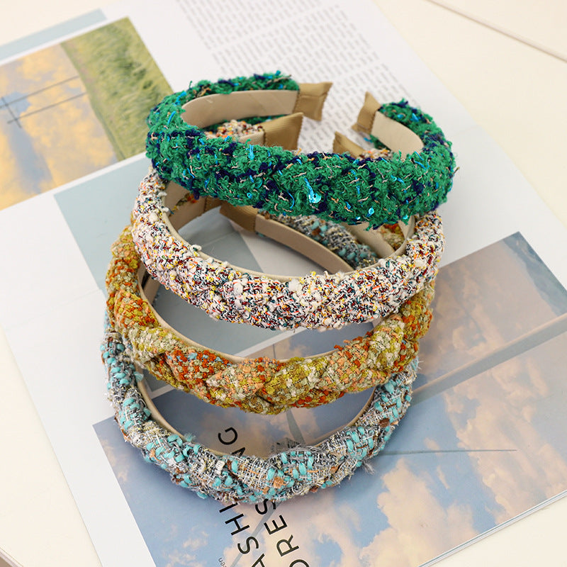 Autumn and Winter Plaid Woolen Headband