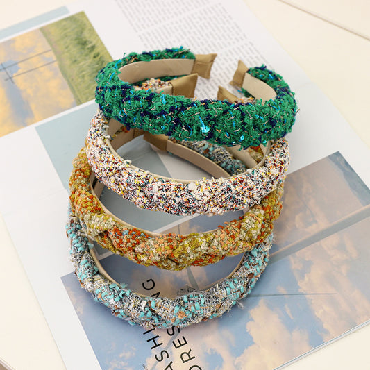 Autumn and Winter Plaid Woolen Headband