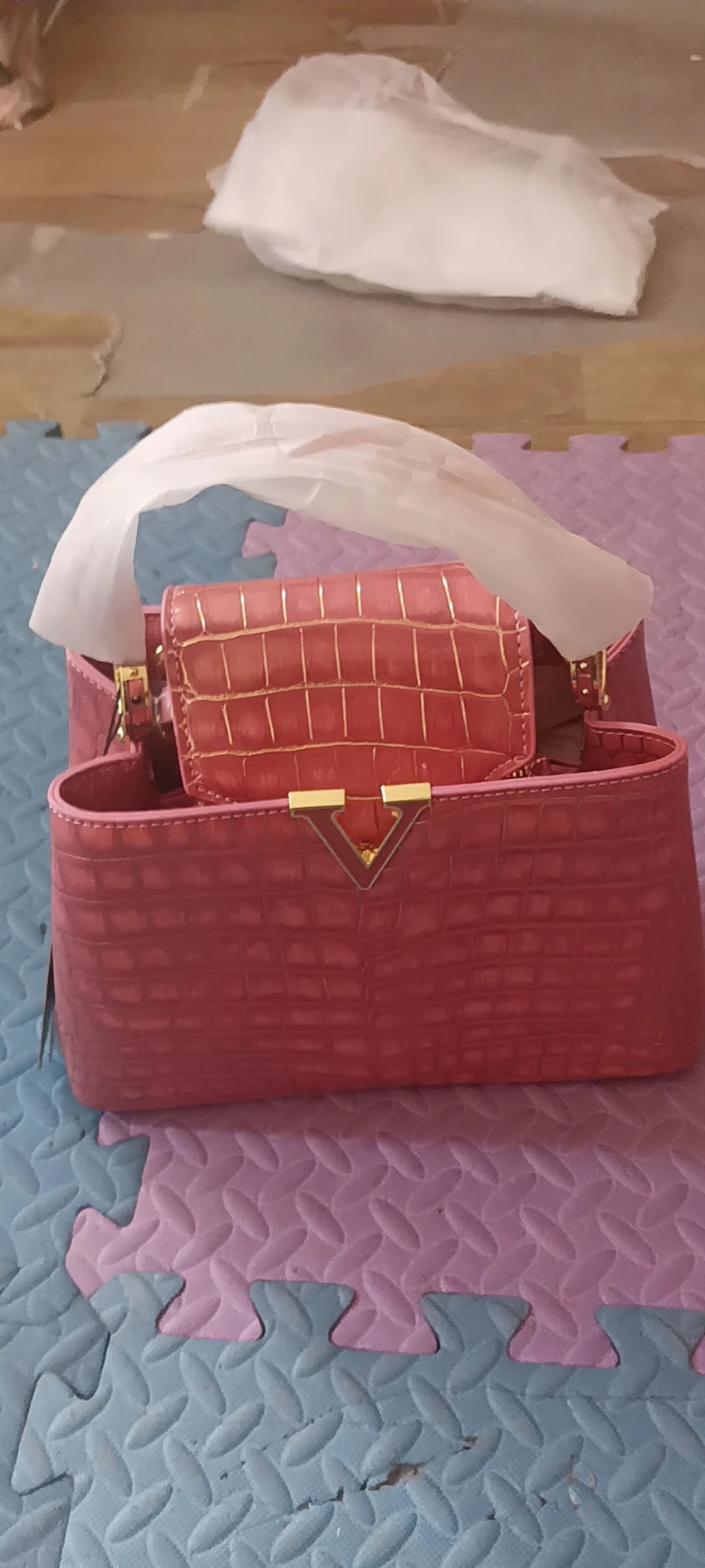 Luxury Crocodile Print Leather Handbag - Harajuku Style