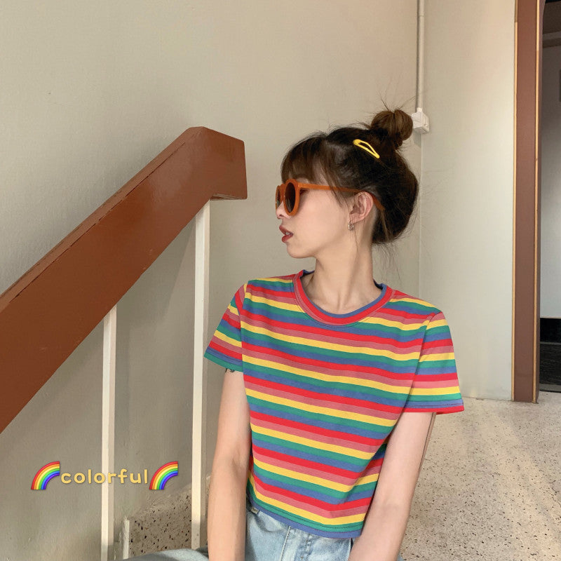 Rainbow Stripe Short Sleeve T-Shirt