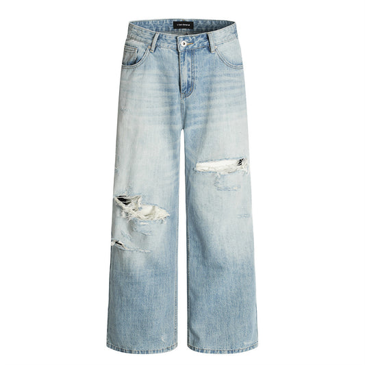 Washed Gradient Denim Dad Jeans - Harajuku Street Style