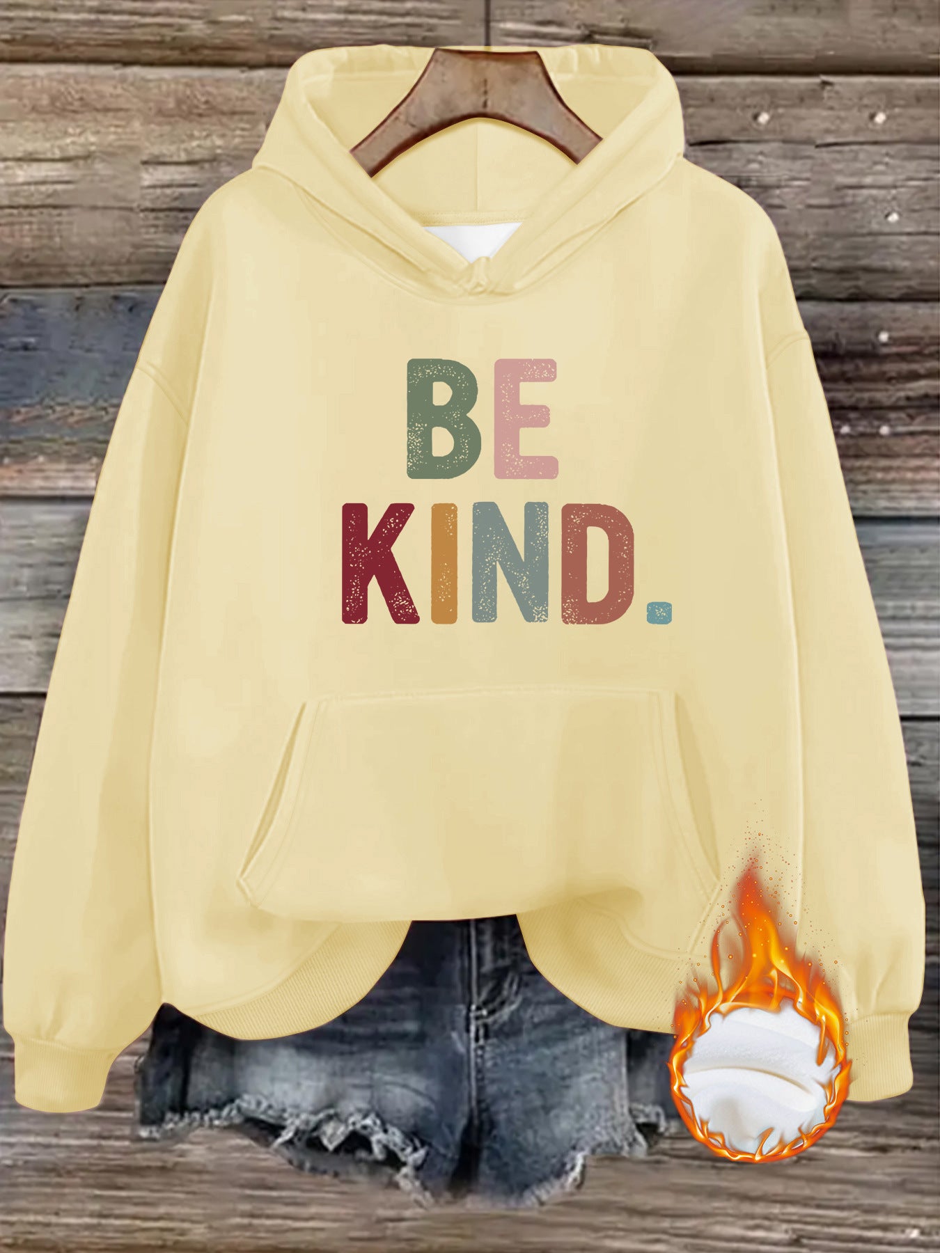 Hooded Long Sleeve Fleece Hoodie with Kangaroo Pocket