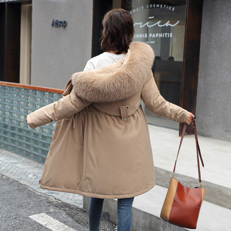 Korean Harajuku Big Fur Collar Fleece Jacket for Women