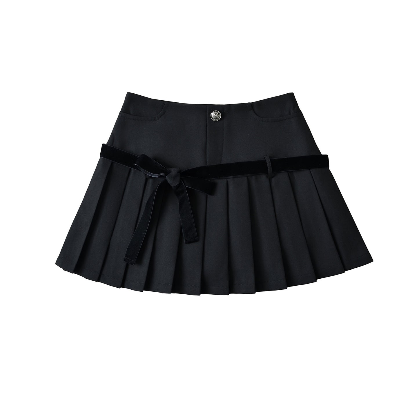 Plaid Bow Tie Pleated Skirt