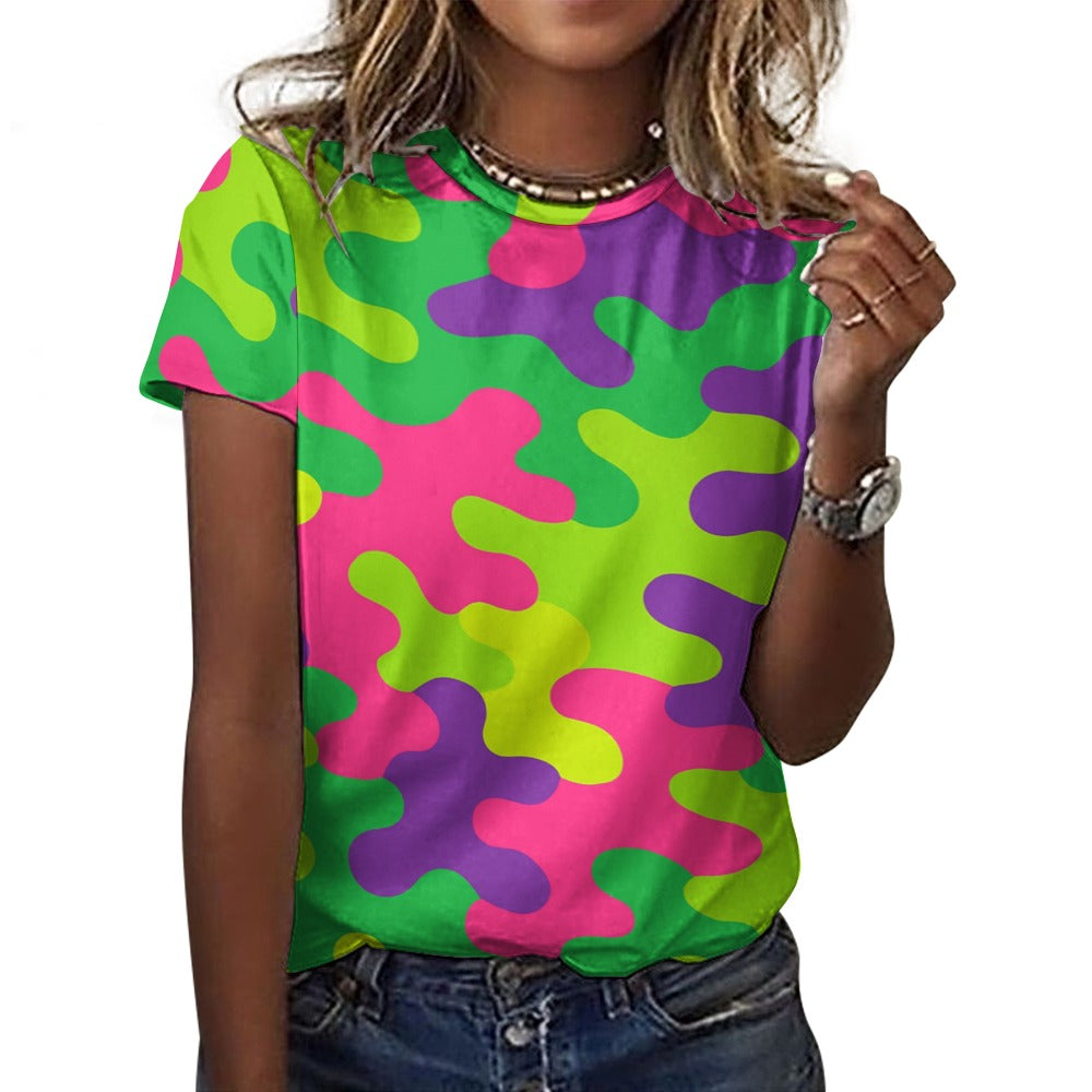 Harajuku Rainbow Camo Women's Cotton T-Shirt