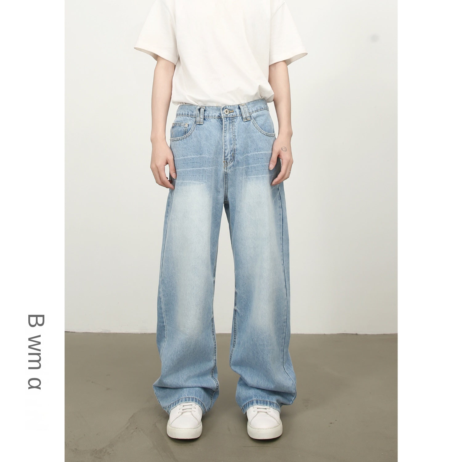 Nirben Retro Washed Wide-Leg Jeans - Harajuku Style