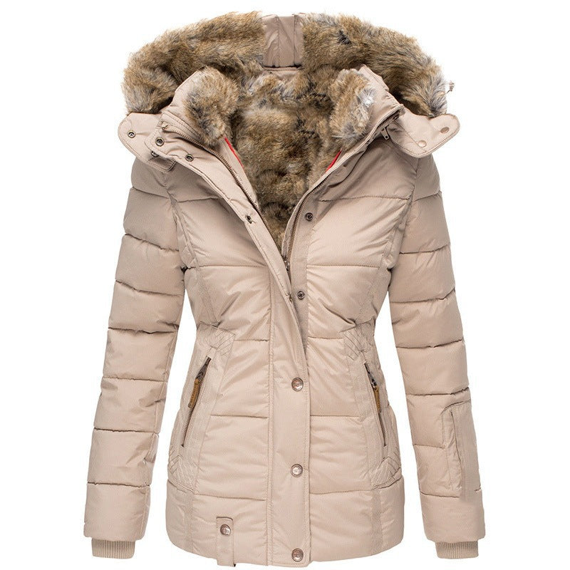 Zipper Long Sleeve Slim Fit Cotton Hooded Jacket