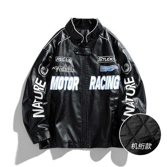 Harajuku Style Men's Leather Motorcycle Jacket